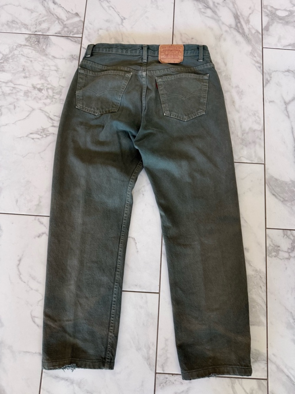 Vintage Levi’s 501 Olive Distressed 90s Straight Leg Faded Button Denim Jeans